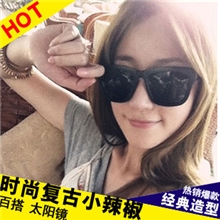 大牌小辣椒韩国行大黑方框眼镜强气潮复古男女全黑太阳镜墨镜