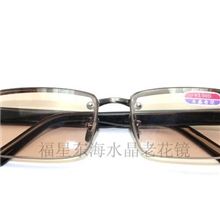 茶色水晶老花镜，东海水晶老花镜日挣千元不是梦不带盒子