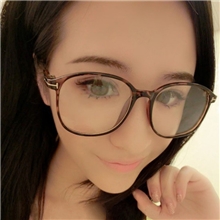 百搭复古vintage圆润经典大框金属镶嵌框架平光眼镜素颜修脸型