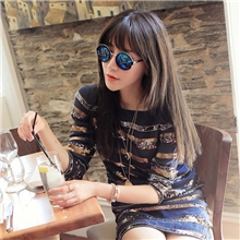 2013新款男女大黑圆框太阳镜潮防紫外线复古墨镜时尚渐变眼镜