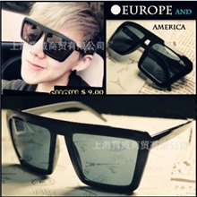 【908】厂家直销欧美款潮男女复古方框墨镜林弯弯直檐太阳镜批发