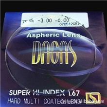 韩国DAGAS1.67达克斯超薄加硬加膜非球面树脂镜片镜片批发
