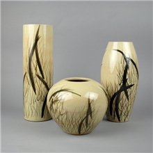 供应景德镇陶瓷花瓶家居装饰品陶艺三件套手工绘画8005#