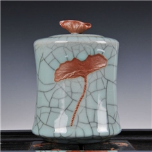 下架哥窑粉青铁线荷叶茶叶罐古色古香密封普洱茶叶红茶罐