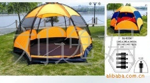 高品质压胶帐篷/四人六角双层防水帐篷/露营高山帐篷