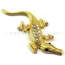 批发纯金属带钻鳄鱼金色汽车车贴镀金立体鳄鱼车贴