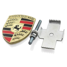 保时捷改装车贴保时捷中网标保时捷中网改装贴标带螺丝可贴