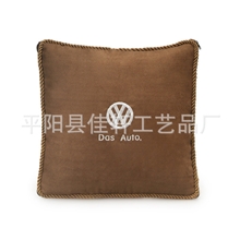 2013新品咖啡色方形小靠枕绣边抱枕可定做引制LOGO抱枕