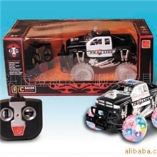四通遥控车;四通遥控皮卡警车（明轮带灯）带灯光！！