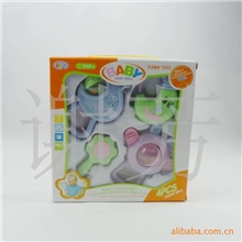 新品婴幼儿早教教具玩具批发精致礼盒套装摇铃4件套C215