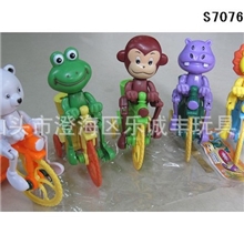 供应上链自行车动物5款,上发条卡通动物批发