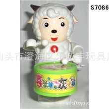 供应上链摇摆喜羊羊打鼓,小跳跳发条翻斗动物上链玩具