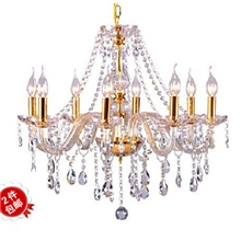 中山古镇灯饰时尚经典蜡烛水晶灯客厅灯餐厅卧室吊灯金色五金