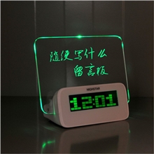 热销好时达留言板时钟LED电子钟表荧光懒人日用钟创意闹钟A款
