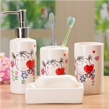 爱瓷家居娃娃图案浴室用品套件浴室四件套家居用品结婚礼物