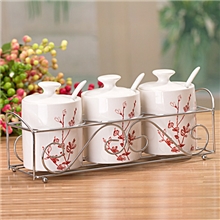 爱瓷家居韩式家居用品厨房日用陶瓷调味罐套装批发