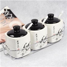 厂家直供淘宝热销款款中式仿古风格陶瓷调味罐套装