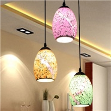 欧式简约灯具餐厅吧台彩色玻璃马赛克三色七彩条三头吊灯批发