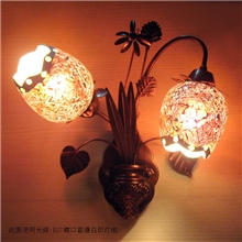 欧式仿古灯具简约灯饰室内装饰卧室墙灯铁艺花双头壁灯批发