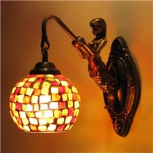 欧式仿古灯具批发走廊过道餐厅创意灯饰马赛克玻璃美人鱼壁灯
