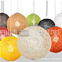 欧式灯现代简约创意时尚田园藤艺麻球吊灯餐厅灯吊灯三头吧台灯