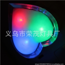 义乌小商品心形插电小夜灯七彩小夜灯LED灯床头地摊货源批发