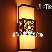 中国风木艺卧室床头壁灯实木羊皮灯过道灯酒店工程灯饰批发
