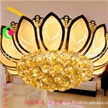 特价传统水晶灯莲花水晶吸顶灯卧室客厅灯古镇金黄色水晶灯具