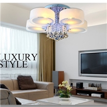 5折！七彩LED灯珠水晶灯客厅灯卧室灯MP3灯吸顶灯遥控灯饰5头