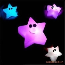 七彩星星小夜灯五角星小人灯led七彩玫瑰花生产厂家浪漫夜灯