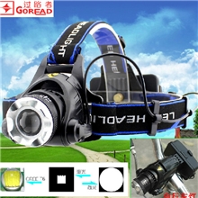 GD001/爆款XML-T6可变焦头灯拉伸调焦强光T6头灯3当调光260g