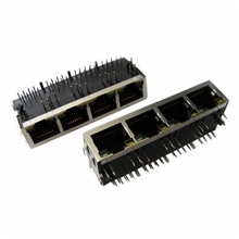 供应1x4集成百兆滤波器连接器RJ45带LED