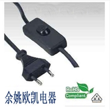 【企业集采】欧洲电源线2.5A插头303环保开关欧式二芯电源线