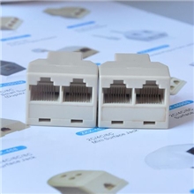 网线三通头RJ45电话机三通头8P8C网线1分2转接器