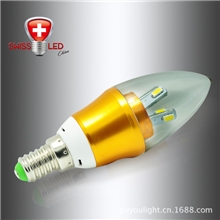 新款LED蜡烛灯泡银色金色拉尾尖尾E14灯头