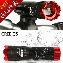 正品CREEQ5自行车强光手电炫酷红旋转变焦强光手电