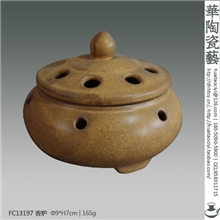 仿古风色釉圆孔陶瓷香炉香薰炉