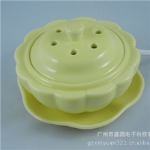 酉圆工坊莲花形陶瓷电子熏香炉工厂|和田玉陶瓷香熏炉批发