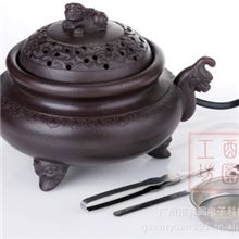 12月新品煅泥纯手工紫砂狻倪电子熏香炉，又名插电香熏炉