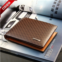 现货批发自主品牌男士真皮休闲格纹短款钱包热销爆款