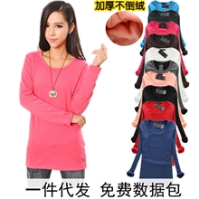 不倒绒纯色海狸绒中长款大版大码2013女装保暖加绒内衣打底衫韩版