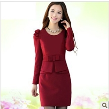 696#秋装新款韩版修身长袖包臀职业女装式通勒OL正装气质连衣裙子