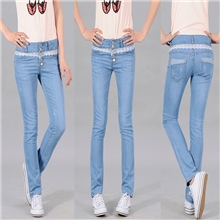 免费代理批发女式牛仔裤韩版小脚裤铅笔裤长裤高腰弹力牛仔裤
