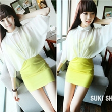 808#2013新款韩版小女人味假两件包臀修身娃娃领雪纺连衣裙