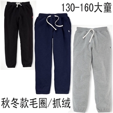 冬款出！抓绒童裤批发POLO毛圈大码裤子中大童运动裤不起球