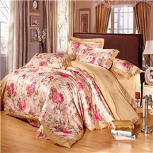 睿瑶家纺出品全彩棉贡缎提花床上用品四件套100%彩棉婚庆用品