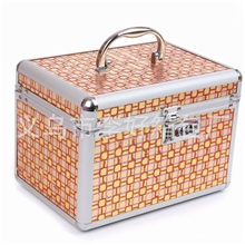 厂家直销圆角铝合金有隔层粉盒金粉皮料化妆箱首饰箱礼品箱