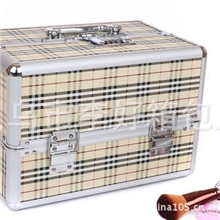 格子款四粉盒连体手把密码锁化妆箱厂家大量库存小额批发3色