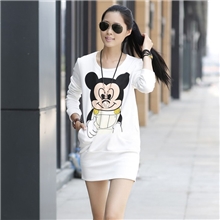 543#2013韩版秋冬新款女装卡通中长款加绒加厚大码打底卫衣批发