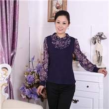 批发新款中老年服装高品质服饰大码印花雪纺袖T恤时尚妈妈装322